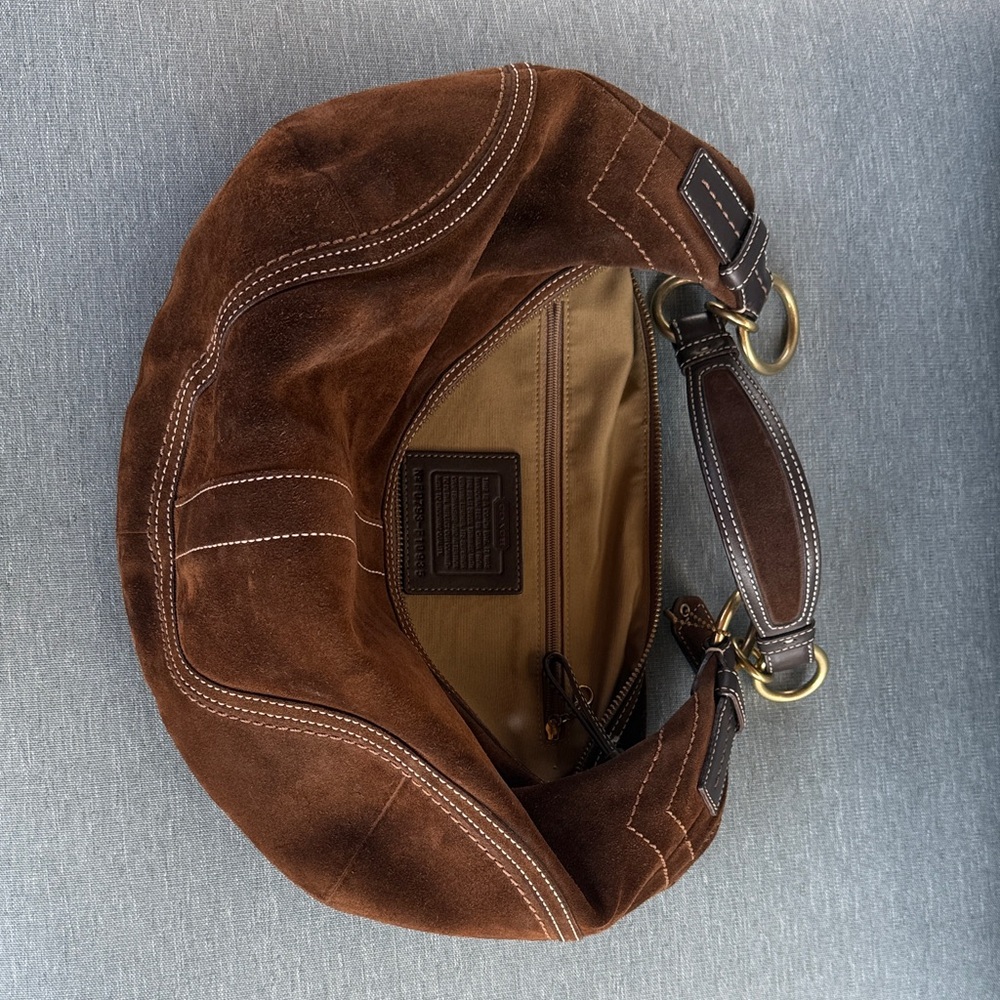 Coach Brown Suede Shoulder Bag Purse